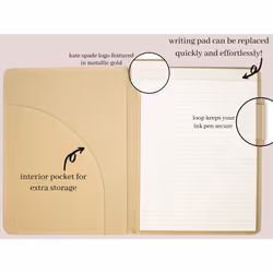 Kate Spade New York Black/Gold Leatherette Notepad Folio  Professional Padfolio with Lined Writing Pad  Interior Pocket  and Pen Loop  Scatter Dot