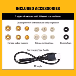 Dewalt Pro-X1 Wireless Earbuds Bluetooth 5.0 Headphones and Charging Case IPX6
