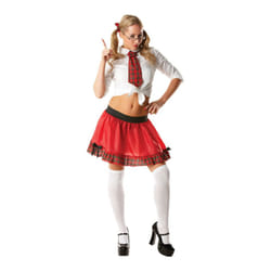 Red Ladies Schoolgirl Tutu Set -  school girl tutu ladies fancy dress naughty adult one size uniform hen costume