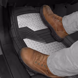 CAT BDK Heavy Duty Rubber Floor Mats for Car SUV Truck & Van-All Weather Protection  Front & Rear with Heelpad & Anti-Slip Nibs Backing  Universal Tri