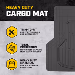 Cat ToughLiner Heavy Duty Rubber Floor Mats & Cargo Trunk Liner for Car SUV Van Sedan  Black - Trim to Fit  All Weather Deep Dish Automotive