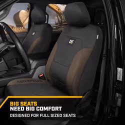 Cat Flexfit Automotive Seat Covers for Cars Trucks and SUVs (Set of 2) - Black Car Seat Covers for Front Seats  Truck Seat Protectors with Beige Honey