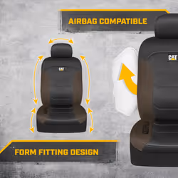 Cat Flexfit Automotive Seat Covers for Cars Trucks and SUVs (Set of 2) - Black Car Seat Covers for Front Seats  Truck Seat Protectors with Beige Honey