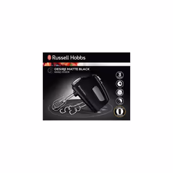 Russell Hobbs 24672 Desire Hand Mixer, Electric Hand Whisk and Dough Mixer Attachments, Matte Black, 350 W