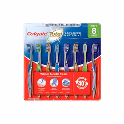 Colgate Total Whole Mouth Health Advanced Whitening  Soft Floss Tip Bristles Wraparound Cheek and Tongue Cleaner Spiral Brist ...