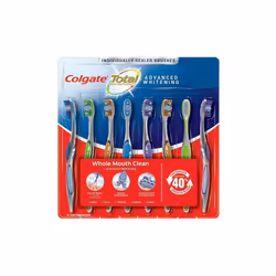 Colgate Total Whole Mouth Health Advanced Whitening Medium Floss Tip Bristles Wraparound Cheek and Tongue Cleaner Spiral Bri ...