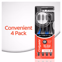 Colgate Gum Health Charcoal Adult Manual Toothbrush  Ultra Soft  4 Count (Pack of 1)