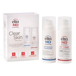 EltaMD Clear Skin Daily Duo Sensitive Skin Kit  AM Restore Facial Moisturizer and UV Clear Face Sunscreen Set  Helps Calm Rosacea and Acne Prone Skin