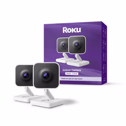 Roku New Indoor Camera 2024 - Home Security - 2-Pack - Wired Security Camera & Pet Monitor with 1080p HD Color Night Vision   ...