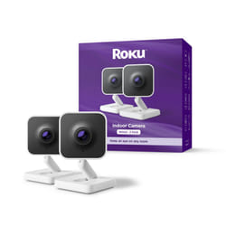 Roku New Indoor Camera 2024 - Home Security - 2-Pack - Wired Security Camera & Pet Monitor with 1080p HD Color Night Vision  Works with Alexa & Google