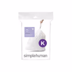 simplehuman Code K Custom Fit Drawstring Trash Bags in Dispenser Packs 20 Count 35-45 Liter / 9-12 Gallon White