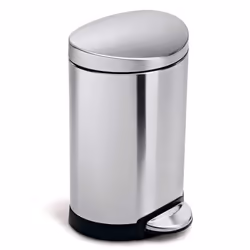 simplehuman 6 Liter 16 Gallon SemiRound Bathroom Step Trash Can Brushed Stainless Steel