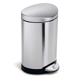 simplehuman 6 Liter  16 Gallon SemiRound Bathroom Step Trash Can  Brushed Stainless Steel
