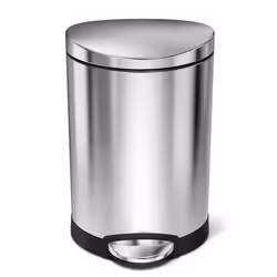 simplehuman 6 Liter  16 Gallon SemiRound Bathroom Step Trash Can  Brushed Stainless Steel