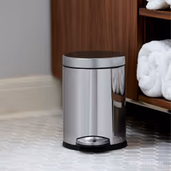 simplehuman 4.5 Liter / 1.2 Gallon Round Bathroom Step Trash Can  Polished Stainless Steel
