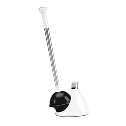 simplehuman Toilet Plunger and Caddy  Stainless Steel  White