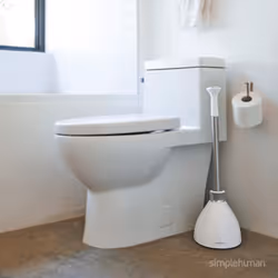 simplehuman Toilet Plunger and Caddy  Stainless Steel  White