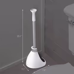 simplehuman Toilet Plunger and Caddy  Stainless Steel  White