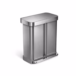 simplehuman CW2025, 58 L, Rectangular, Stainless steel, Stainless steel, Pedal, Stainless steel