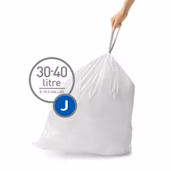 simplehuman Code J Custom Fit Drawstring Trash Bags  240 Count  30-45 Liter / 8-12 Gallon  White