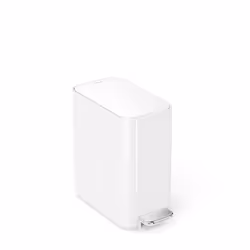 simplehuman slim step can, 5 L, Rectangular, Stainless steel, White, Pedal, Stainless steel