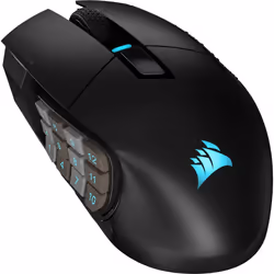 Corsair SCIMITAR ELITE WIRELESS, Right-hand, Optical, RF Wireless + Bluetooth + USB Type-C, 26000 DPI, 1 ms, Black