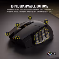 Corsair SCIMITAR ELITE WIRELESS mouse Gaming Right-hand RF Wireless + Bluetooth + USB Type-C Optical 26000 DPI - Additional view 7