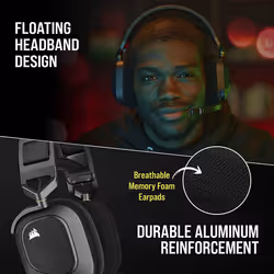 CORSAIR HS80 RGB WIRELESS Premium Gaming Headset with Spatial Audio - Works with Mac, PC, PS5, PS4 - Carbon Carbon HS80 RGB Wireless Gaming ..