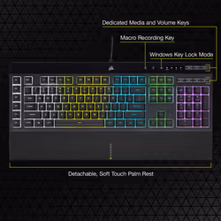 K55 RGB PRO Membrane Wired Gaming Keyboard â IP42 Dust and Spill-Resistant â 6 Macro Keys with Elgato Integration â iCUE Compatible â QWERTY - Additional view 6