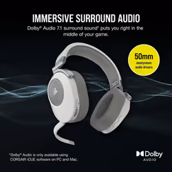 Corsair HS65 Headset Wireless Head-band Gaming Bluetooth White - Additional view 7