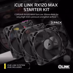 Corsair iCUE LINK RX120 MAX Computer case Fan 12 cm Black 3 pc(s) - Additional view 4