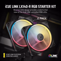 Corsair iCUE LINK LX140-R RGB Computer case Fan 14 cm Black 2 pc(s) - Additional view 4