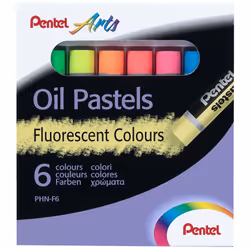 Pentel Fluorescent Oil Pastels Set of 6 Assorted Colours PHN-F6