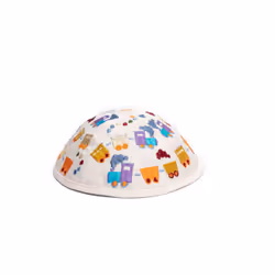EMANUEL Kippah for Kids Multi-Color Train Embroidery Yamakah for Children (YPA-1B)