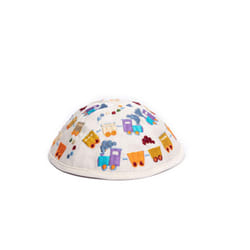 EMANUEL Kippah for Kids Multi-Color Train Embroidery Yamakah for Children (YPA-1B)