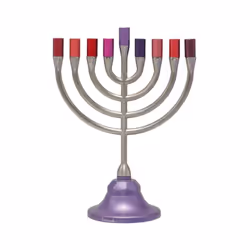 Yair Emanuel Hanukkah Menorah Candle Holder 9 Branch Classic Minimal Design (Maroon HAU-3)
