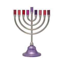 Yair Emanuel Hanukkah Menorah Candle Holder 9 Branch Classic Minimal Design (Maroon HAU-3)