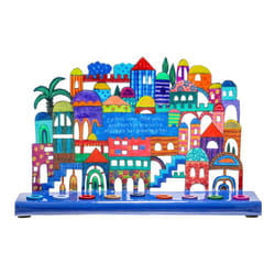 Yair Emanuel Menorah for Hanukkah | Colorful Hand Painted Design | Judaica Gift (Jerusalem (HAY-4))