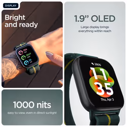 Motorola moto watch fit 4.83 cm (1.9") OLED 44.5 mm Digital Touchscreen Green, Grey GPS (satellite) - Additional view 7