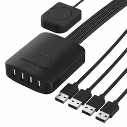 SABRENT USB 2.0 Sharing Switch up to 4 Computers and Peripherals LED D