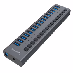 Sabrent HB-PU16, USB 3.2 Gen 1 (3.1 Gen 1) Type-B, USB 3.2 Gen 1 (3.1 Gen 1) Type-A, 5000 Mbit/s, Black, Aluminium, 248.9 mm