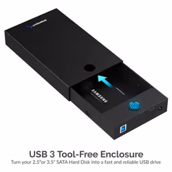 Sabrent EC-KSL3 HDD/SSD enclosure Black 2.5/3.5"