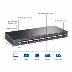 TP-Link JetStream 48-Port Gigabit L2+ Managed Switch with 4 10GE SFP+ Slots - Additional view 4