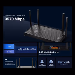 TP-Link Archer BE3600 wireless router 2.5 Gigabit Ethernet Dual-band (2.4 GHz / 5 GHz) Black - Additional view 4