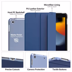 Case Fit New iPad 9th Generation 2021/8th Generation 2020/7th Gen 2019, iPad 10.2 Case - Slim Smart Shell Stand Cover with Translucent Frosted Back
