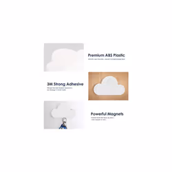 Magnetic Key Holder for Wall, [2 Pack] Cloud Shape Magnetic Magnets Key Holder Home White Magnetic Key Rack Organizer Keychains Hooks with Adhesive