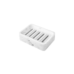 Soap Dish, Dual-Layer Resin Bar Soap Tray Container Box Case Holder with Detachable Slotted Draining Board Small Tray for Bathroom Kitchen Shower