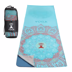 Towel for Yoga, Non Slip Hot Yoga Mat Yoga Blanket Printing Pattern Fast-Drying with Corner Pocket for Bikram, Pilates,