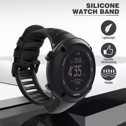 Strap Compatible with Suunto Ambit 1/2/2S/2R/3/3 Sport/3 Run/3 Peak, Soft Silicone Adjustable Replacement Watch Band Wristband, Black