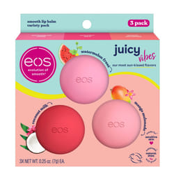 eos Juicy Vibes Lip Balm Variety Pack- Watermelon Fros?  Mango Melonade & Coconut Milk  All-Day Moisture Lip Care Products  0.25 oz  3-Pack